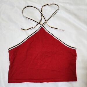 Red Triangle Halter Tie Top